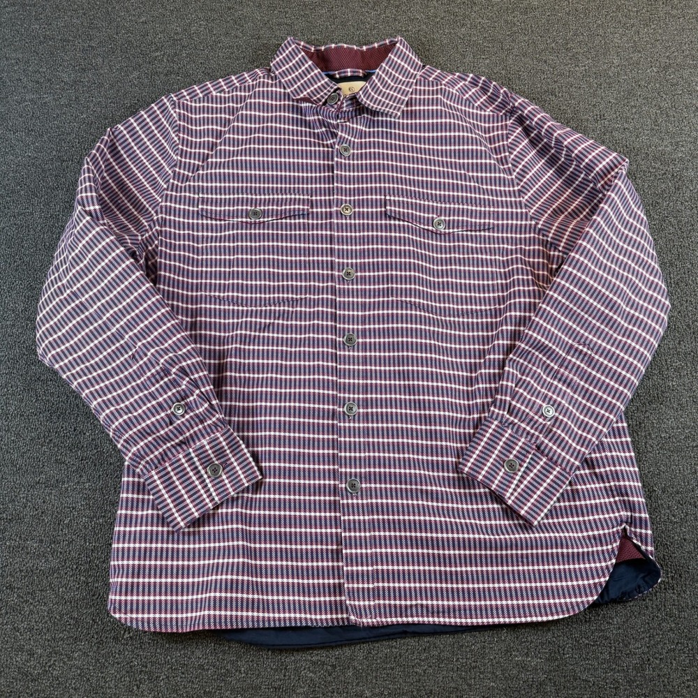 Con.Struct Button Down Shirt Mens XL Engineered Goods Navy Burgundy Grid EUC